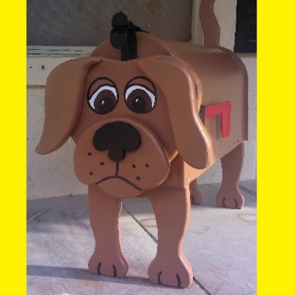 NEW Labrador Retriever Mailbox Wooden Dog Postal Mail Box Chocolate Lab - Picture 1 of 3